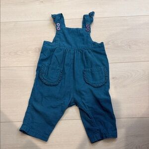 Ruffle Butts Teal Ruffled Strap Baby Overalls SZ6-12M